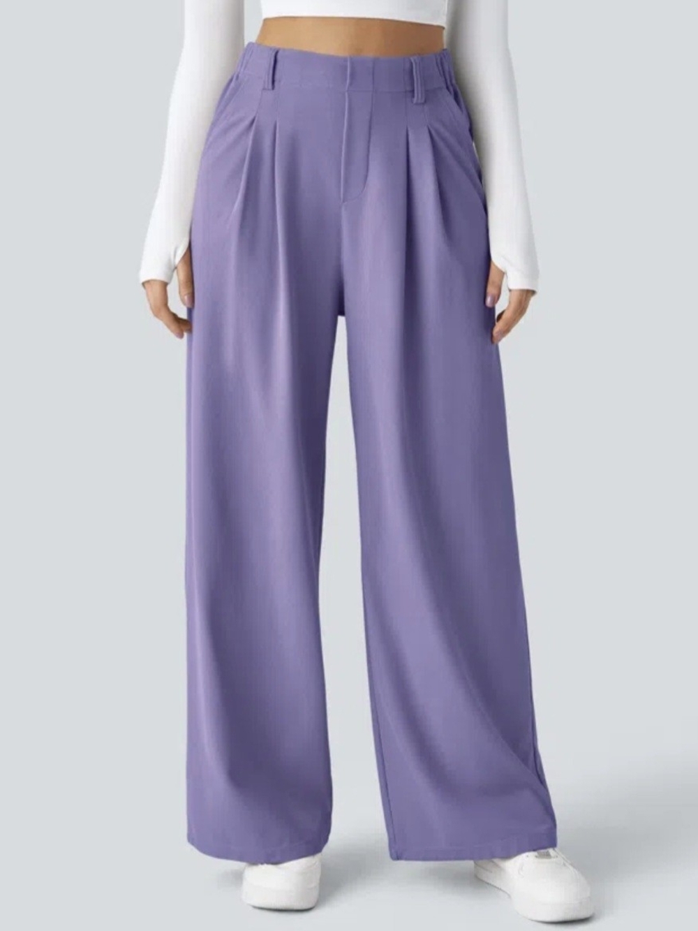 HALARA Lilac High-Waist Wide-Leg Pleated Pants